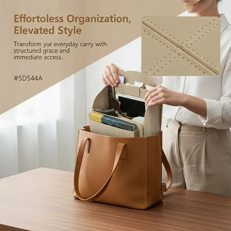 organisateur de sac en feutre léger, grande capacité, pliable, portable, pour sac fourre-tout, sac à bandoulière, usage quotidien