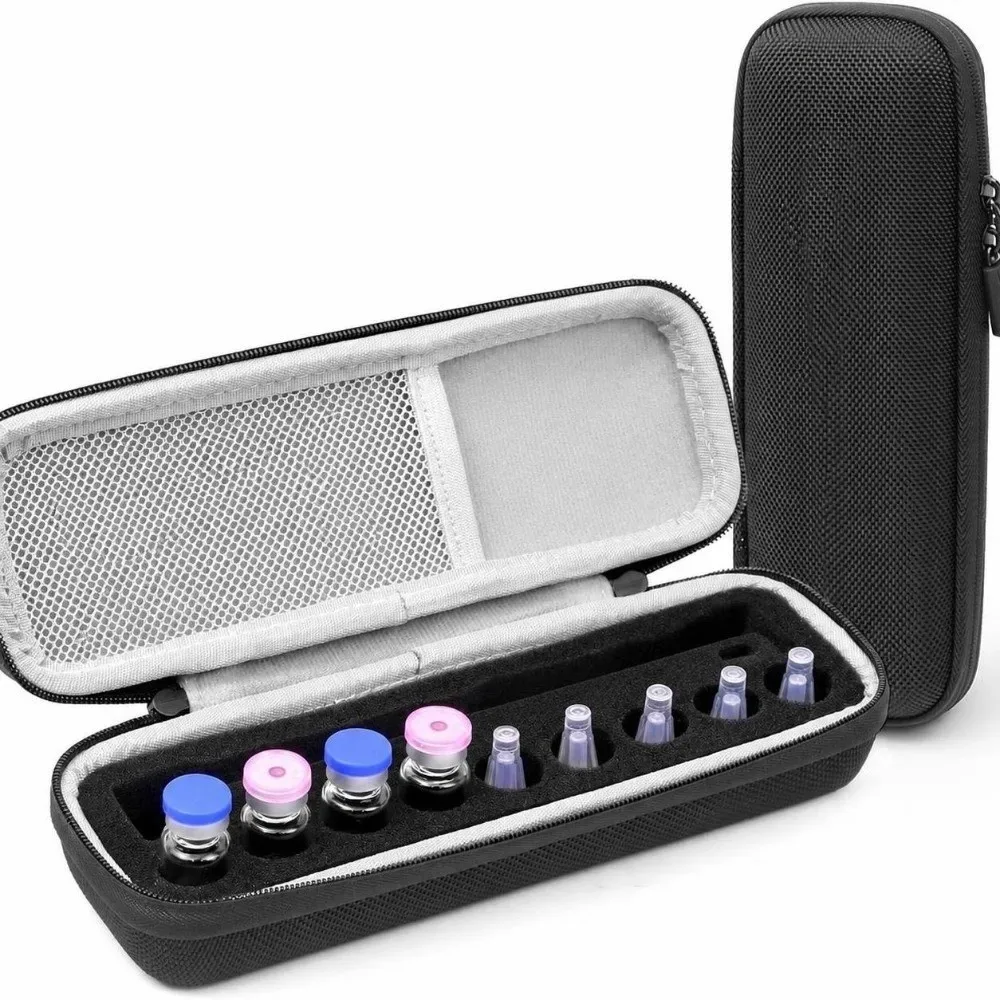 boîte de rangement portable pour flacons d'insuline, étui de transport réutilisable avec poche en maille, fentes en mousse prédécoupées, organisateur de stockage de peptides