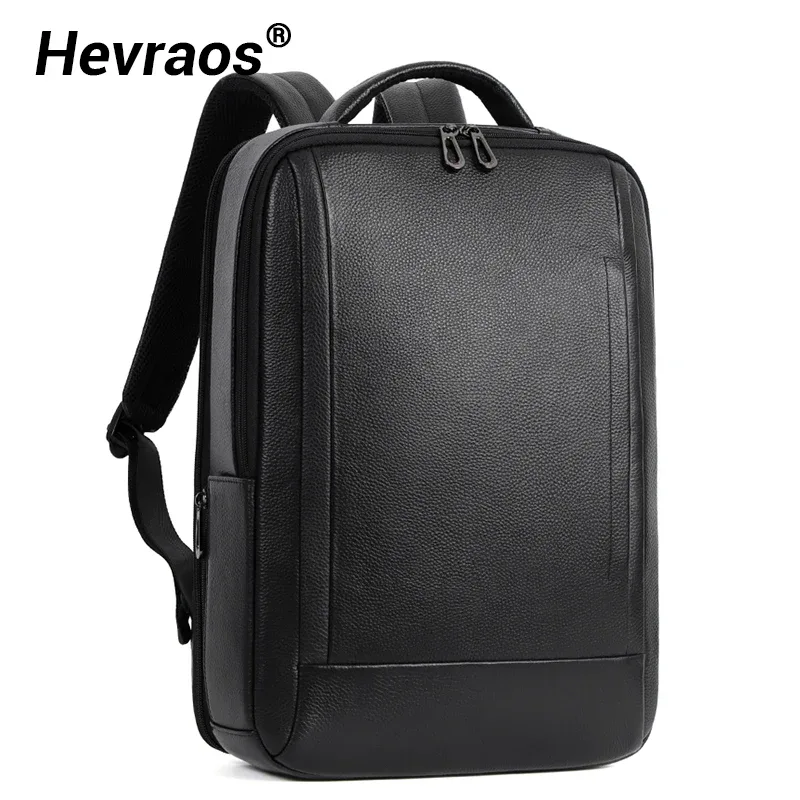 sac dos cuir vache noir polyester cadre externe broderie poignée souple usb charge voyage étudiant
