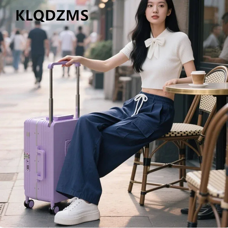 klqdzms valise abs+pc grande capacité, valise à roulettes pour femme, boîte de voyage 20"24"26"28 pouces, sac de voyage style chariot, bagage pour homme