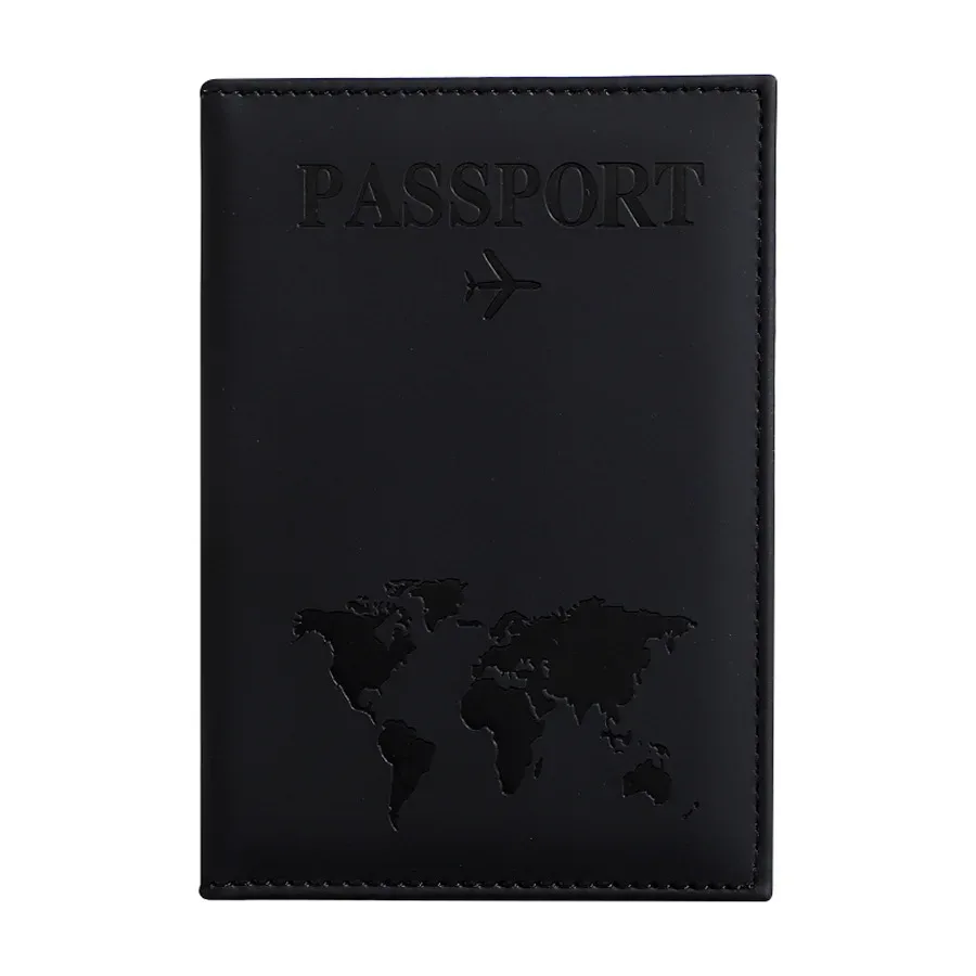 housse de passeport en cuir pu pour hommes et femmes - organisateur - porte-cartes de protection - housses de documents d'identité - étui de passeport de voyage avec carte du monde