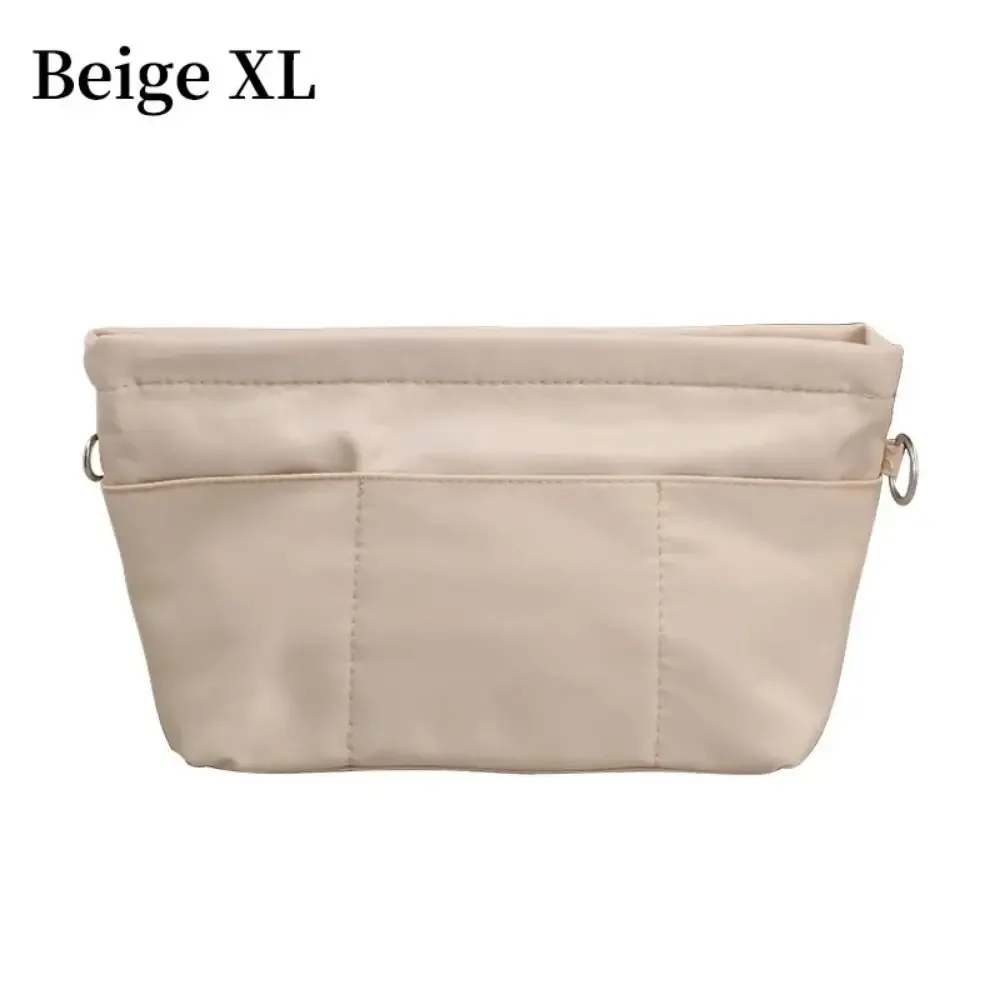 pochette cosmétique nylon beige compartiments fermeture glissière organisateur voyage femmes capacité grande multipoches sécurité antivol