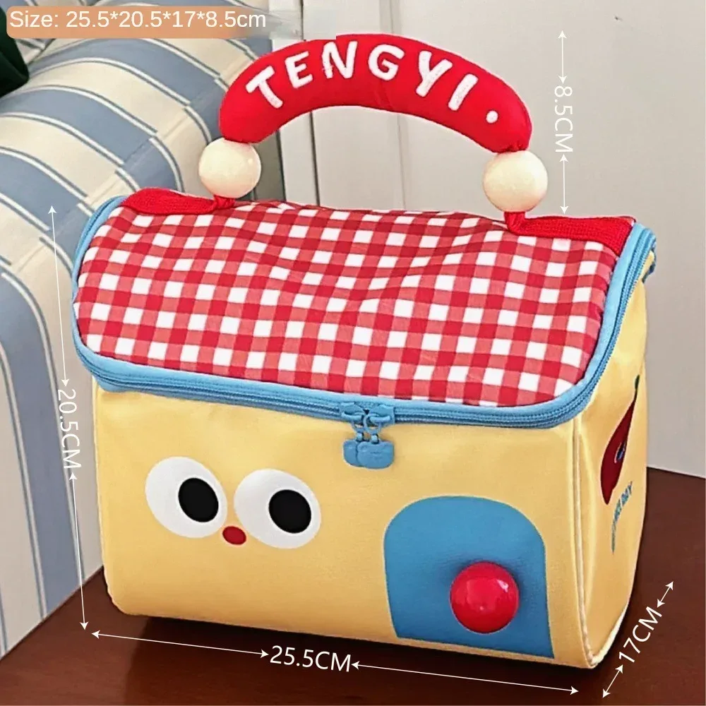 sac de maquillage mignon style cottage, grande capacité, multifonctionnel, sac isotherme pour le déjeuner, sac à main, trousse de beauté