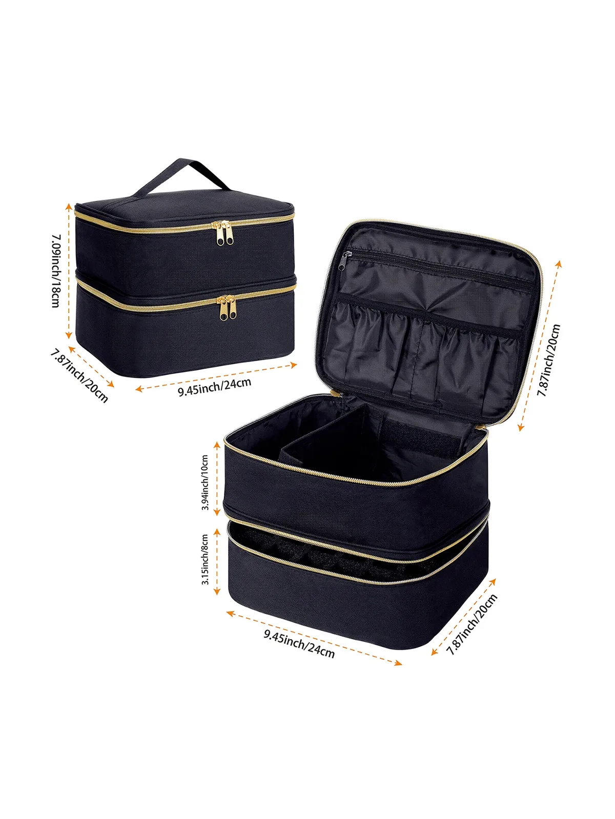 organisateur de vernis à ongles, sac de rangement cosmétique double couche à main pour les passionnés d'ongles, peut contenir des outils à ongles, du vernis à ongles, du gel à ongles, d
