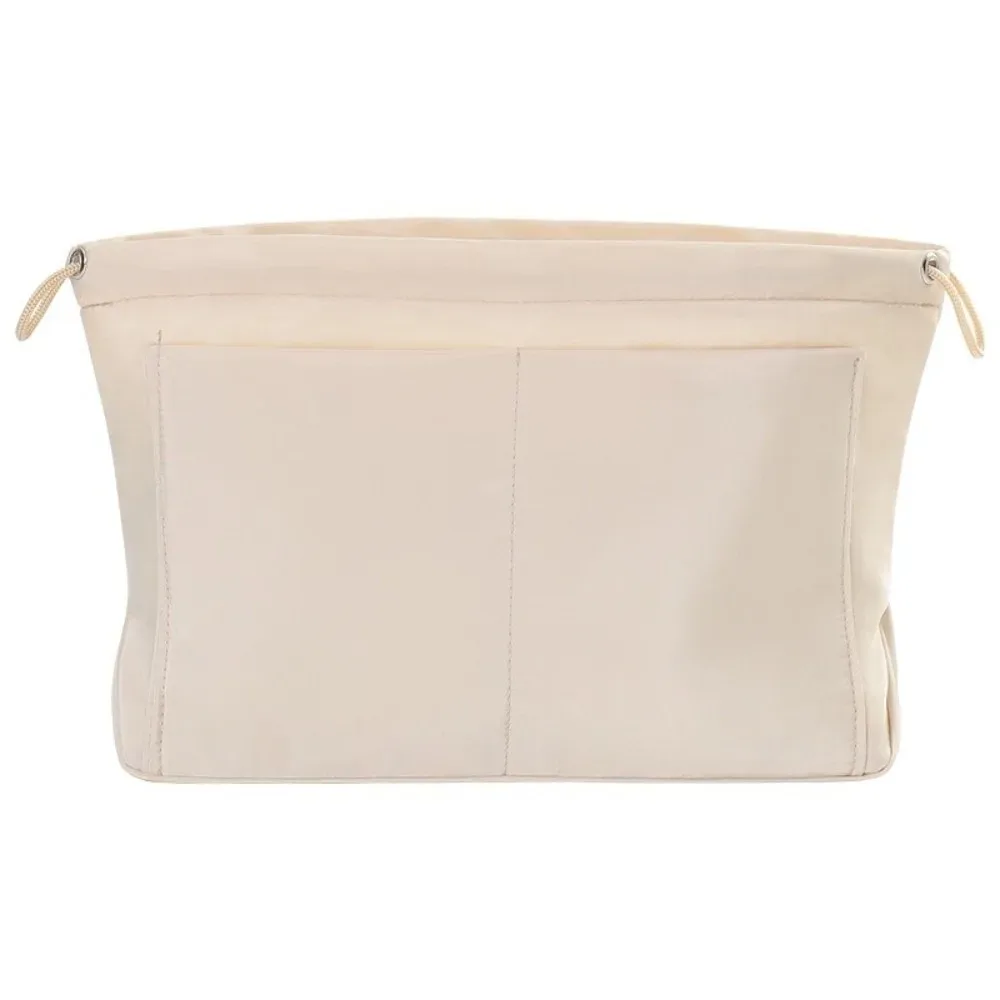 sac à cosmétiques multi-poches, grande capacité, sac de toilette en nylon avec cordon de serrage, couleur unie, sac de rangement multifonctionnel pour voyage
