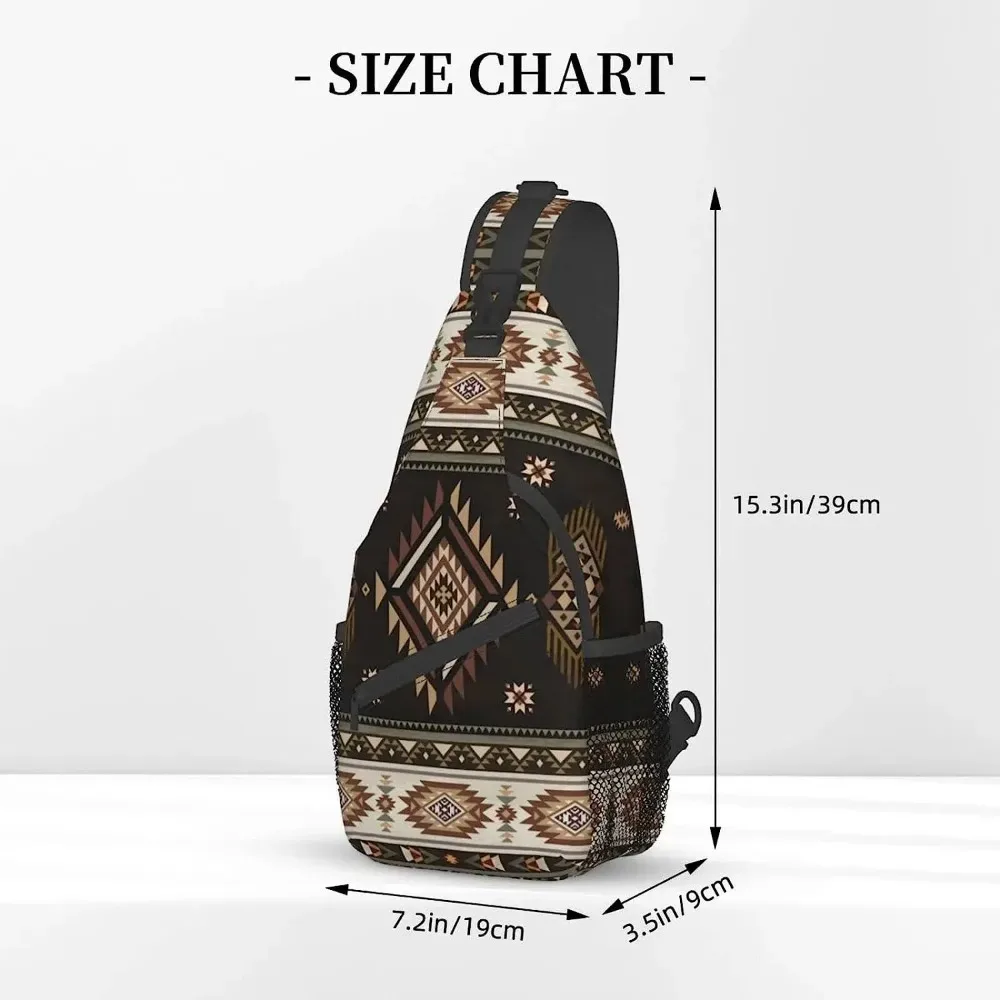 sacs de poitrine géométriques marron et noir pour femmes et hommes, sac à dos à bandoulière, sac à dos de voyage, sac de jour de randonnée, sac de sport initié décontracté