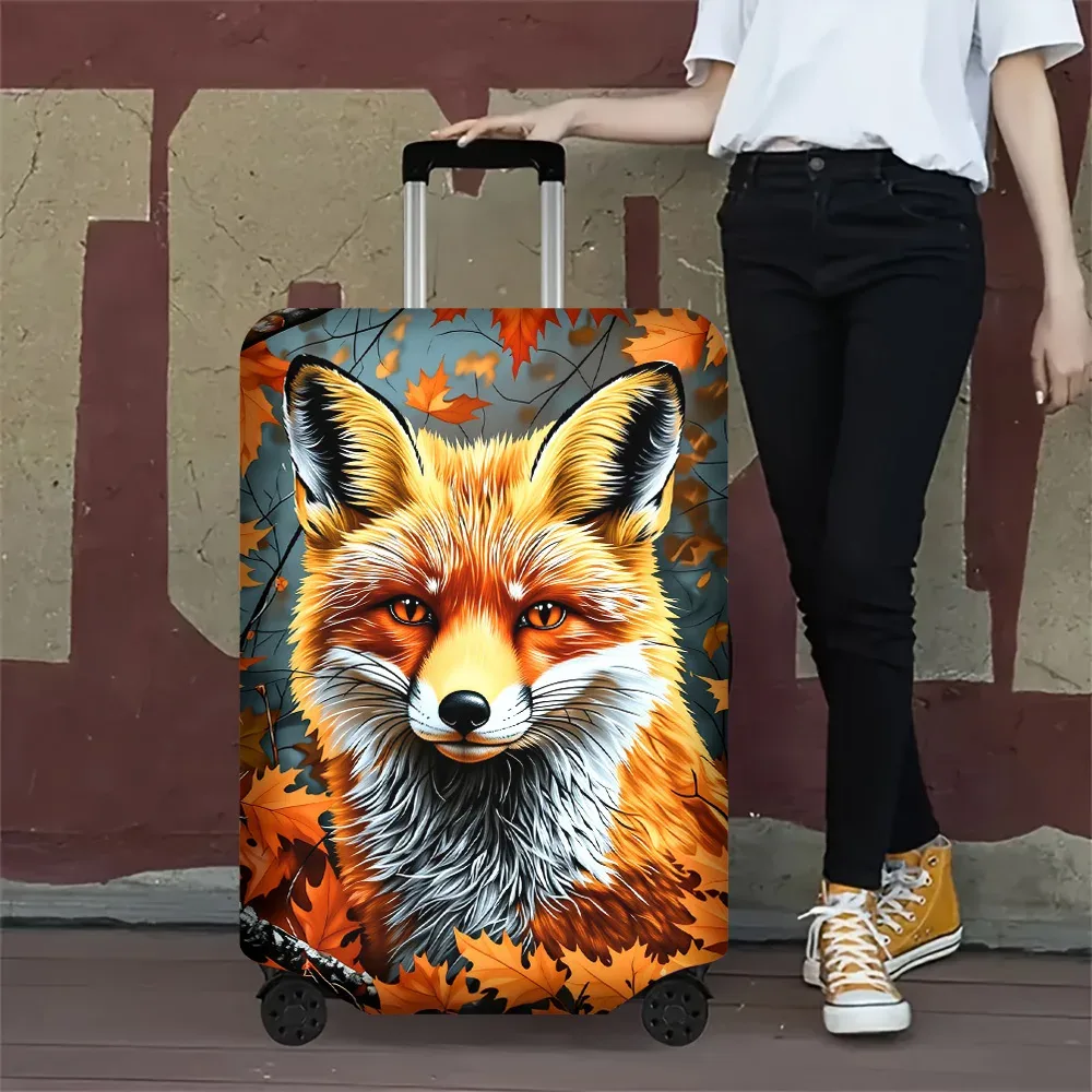 housse valise polyester motif renard feuilles automnales orange jaune vert protection voyage grande capacité