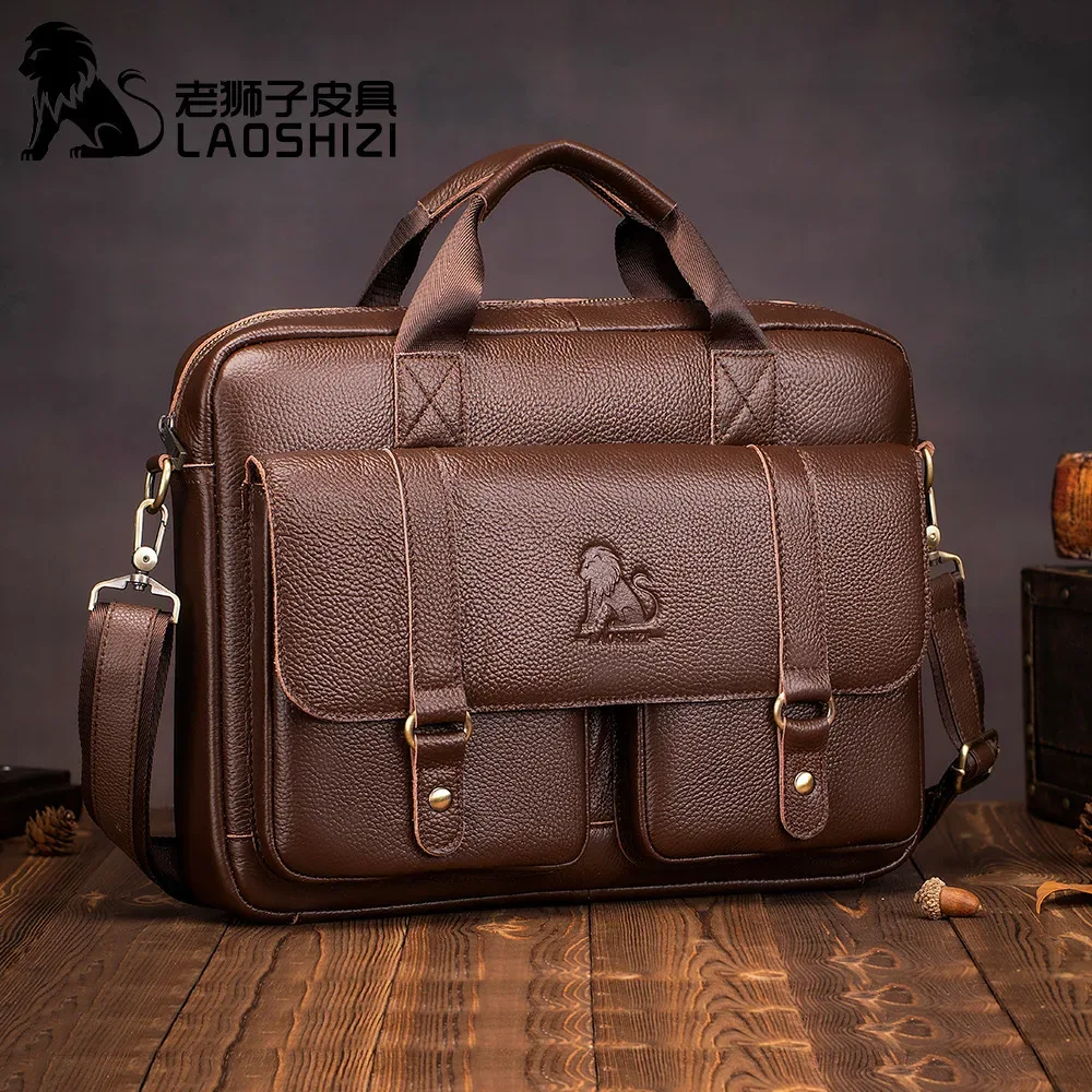 nouvelle sacoche pour homme en cuir véritable à 100 %, sacoche pour ordinateur portable, grande capacité, sac à main d'affaires, sac à bandoulière décontracté, sac messager