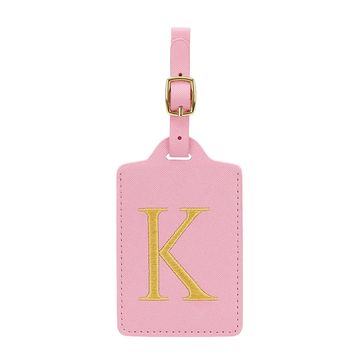 étiquettes de bagages miyin 26 lettres en cuir pu pour valises, protection de la vie privée, accessoires de voyage essentiels, rose
