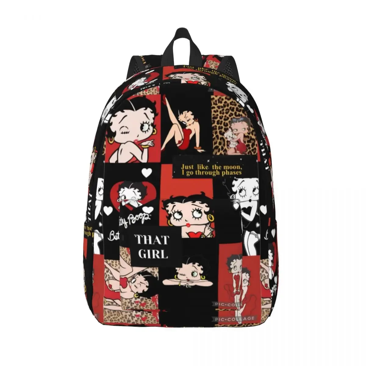 sac à dos b-bettysd cartoon kiss boops pour hommes et femmes, sac à dos décontracté pour le lycée, le travail, le collège, sac à bandoulière, cadeau