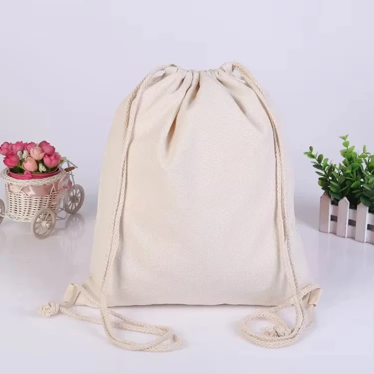 sac en toile à cordon de serrage pour l'épaule, pochettes de rangement, sac à dos de shopping pour étudiant, pochette en coton pour la gym, les voyages et le rangement