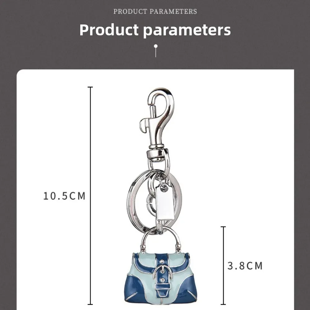 mini porte-clés en émail color block bleu, breloque de sac, étiquette métallique personnalisable, pendentif de sac à main pour femmes, accessoires de sac à dos