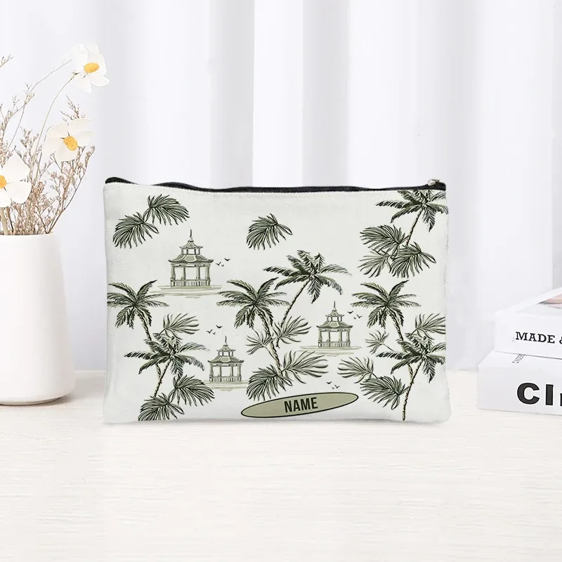 pochette de toilette en toile personnalisée avec motif paysage chinoiserie, cadeau décoratif élégant pour femmes, rangement quotidien des articles de beauté pour les vacances et les activités de plein air.