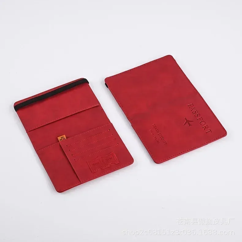 couverture de passeport en cuir à bande élastique, pour cartes, porte-passeport de voyage, portefeuille, étui organisateur de documents pour hommes et femmes
