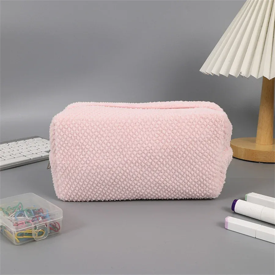sac de rangement en peluche solide pour rouge à lèvres cosmétique, trousse à crayons, sacs à main de maquillage pour femmes, trousse de toilette pour filles, sacs à stylos d'évaluateurs de voyage
