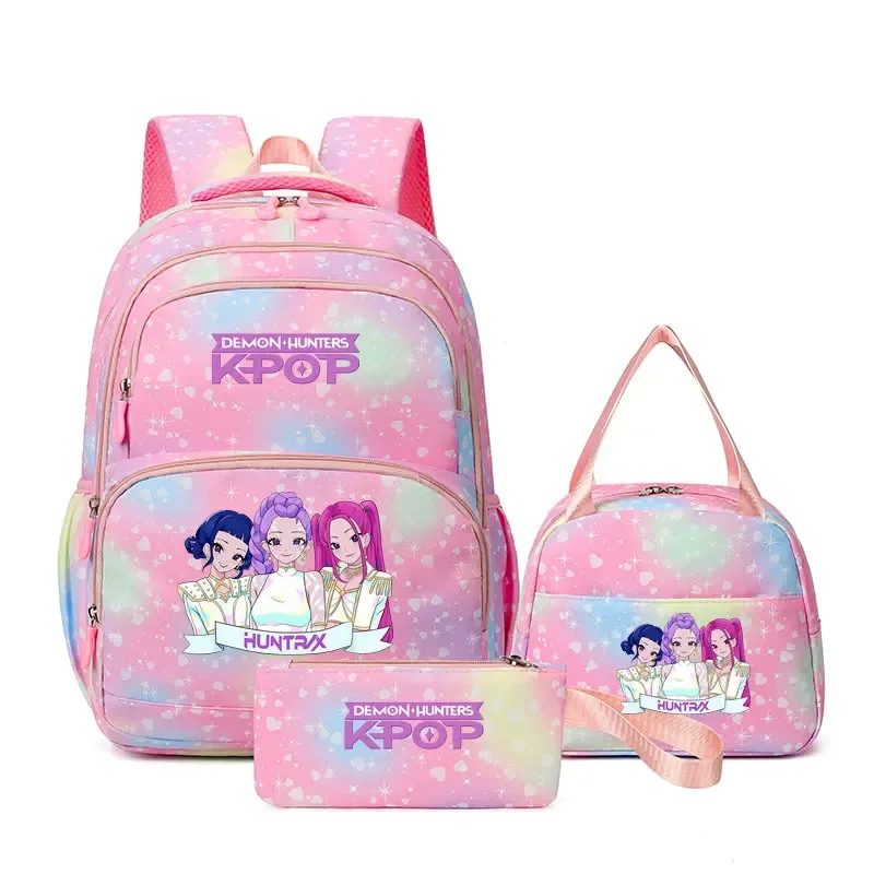 kpop demon hunters – sac à dos pour ordinateur portable pour filles, 3 pièces, sac à dos huntr/x pour adolescents, garçons et femmes, mochila de voyage pour usage quotidien