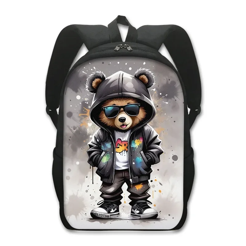 sac à dos kawaii graffiti bear pour hommes et femmes, sac à dos décontracté pour étudiants, sacs d'école pour adolescents, sac à dos de voyage hip hop, cartable