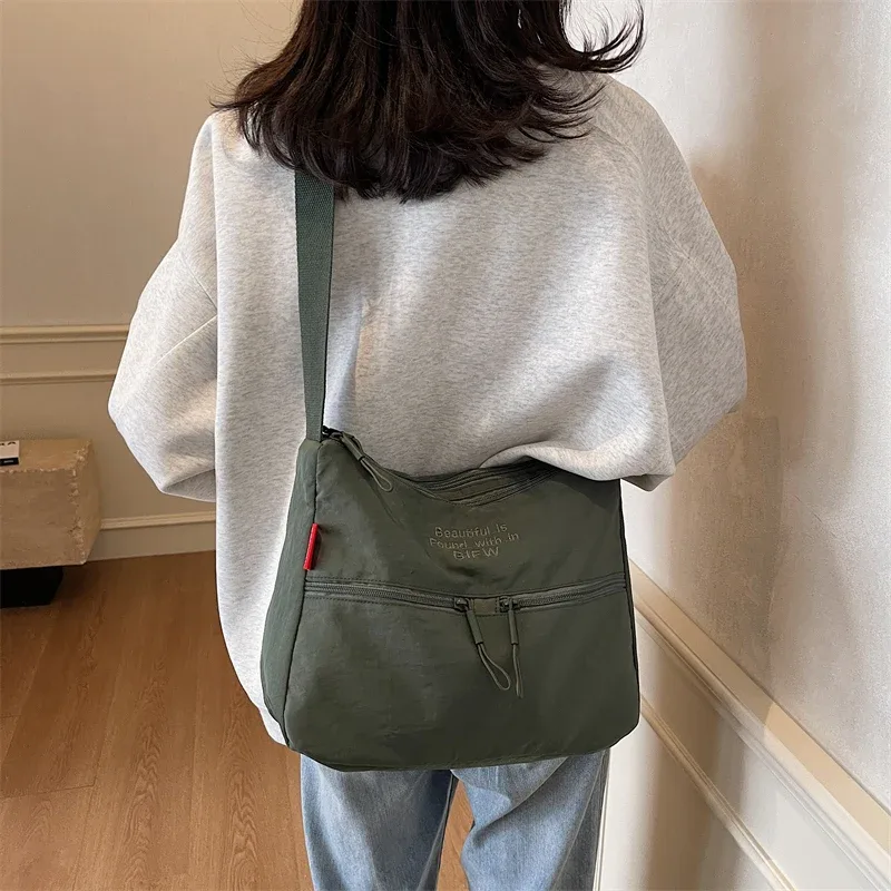sac à main délavé pour femmes, pochette de voyage à la mode, multi-poches, imperméable, à bandoulière alertes onale, sacoche d'école douce et décontractée