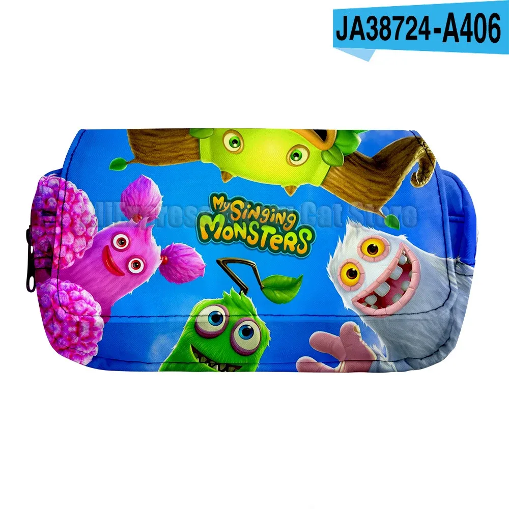 my singing monsters stuffed horror game trousse à crayons pour étudiants, grands sacs à stylos, boîte de rangement, garçon, fille, enfant, école, fournitures de papeterie