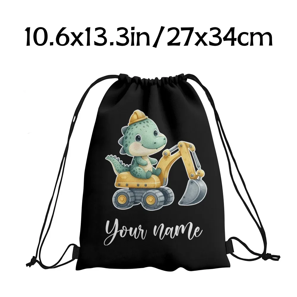 sac à dos personnalisé avec nom/texte dinosaure et excavateur, sac de sport personnalisé, sac de voyage léger, sac de rangement pour salle de sport, 12 couleurs