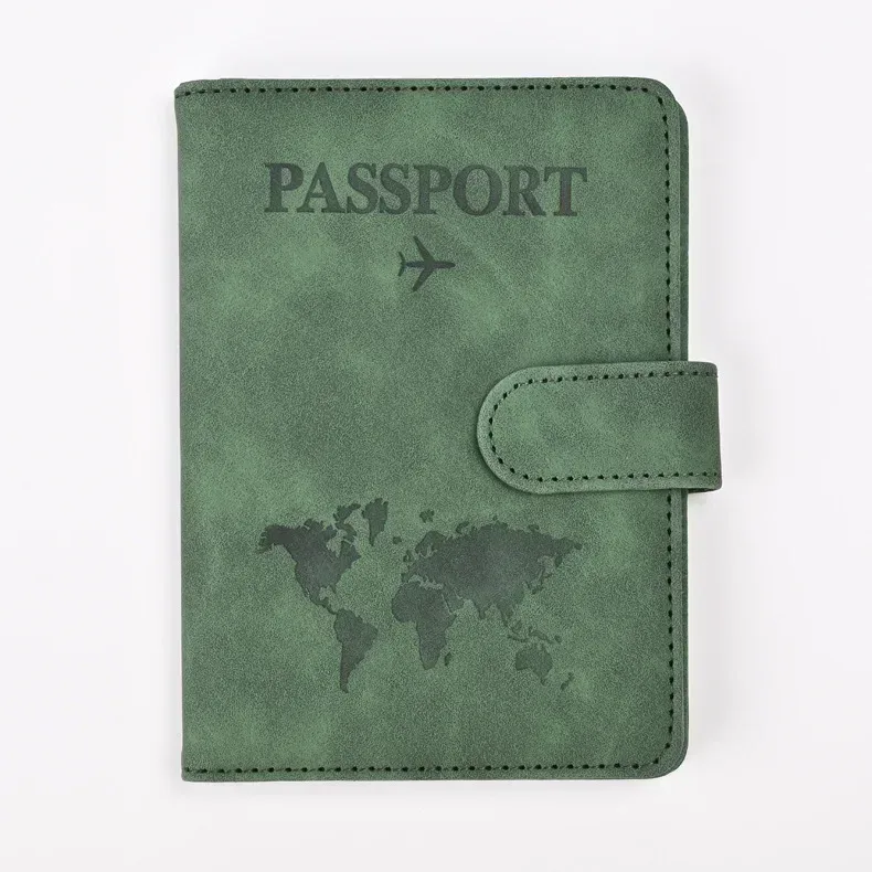 porte-passeport en cuir, portefeuille de voyage avec fente pour carte d'identité et carte de crédit, housse de passeport en cuir pu, protection de passeport bloquant rfid