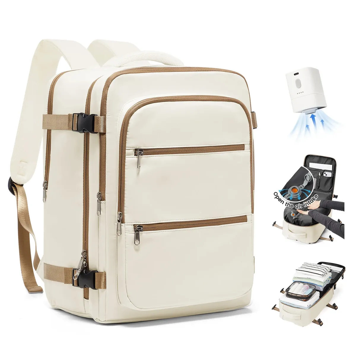 sac à dos de voyage avec pompe, sac à dos de cabine d'avion 40x30x20, bagage à main ryanair, sac à dos de voyage wizzair, sacs pour ordinateur portable pour femmes et hommes