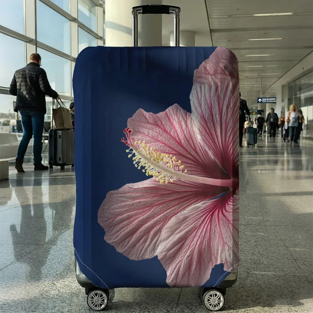 housse de bagage à imprimé fleur d'hibiscus, adaptée aux bagages de 18 à 32 pouces, manchon pour poignée de bagage, accessoires de voyage