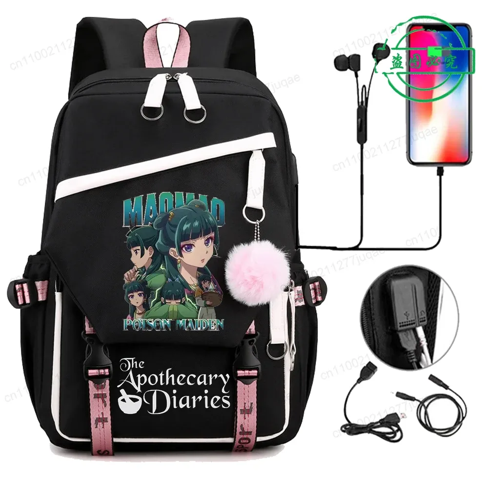 retour à l'école sac à dos pour filles garçons adolescent les journaux d'apothicaire maomao mode usb sacs d'école voyage sacs à dos mochila