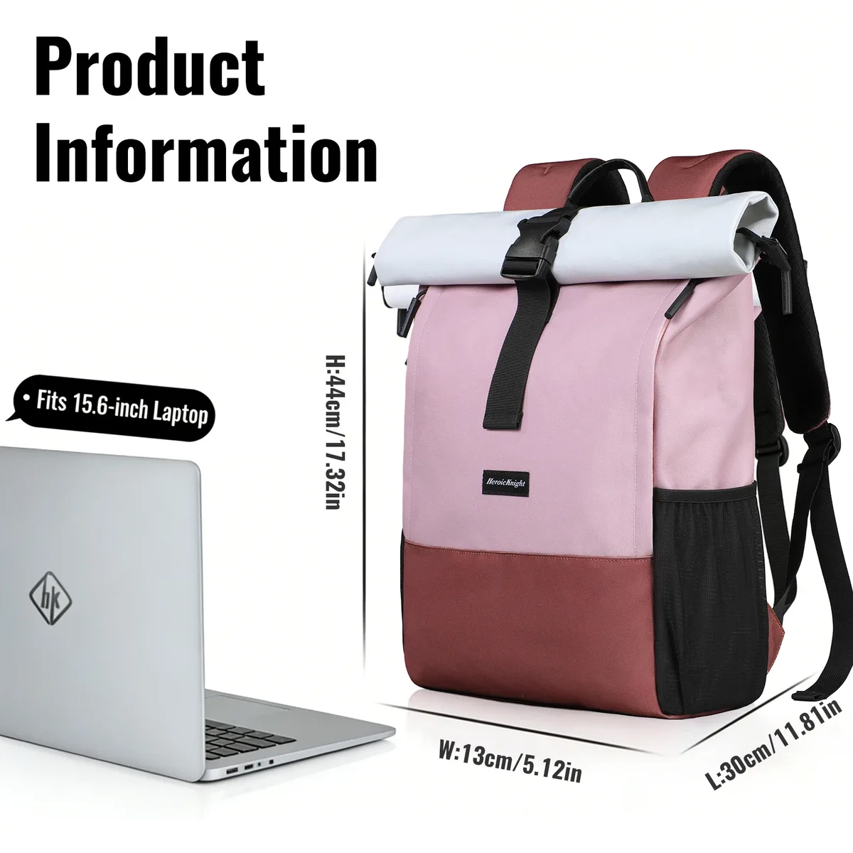 sac à dos de voyage décontracté heroic knight, à enroulement, antivol, pour femme, sac à dos scolaire, sport, imperméable, pour ordinateur portable, avec port usb