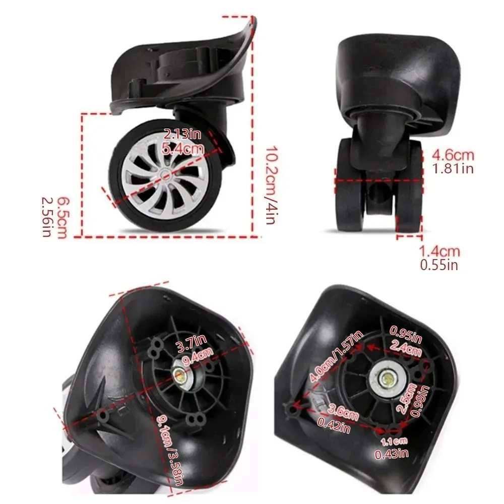 roues valise plastique noires pivotantes silencieuses organisateurs légers travail manuel accessoires remplacement bagage voyager