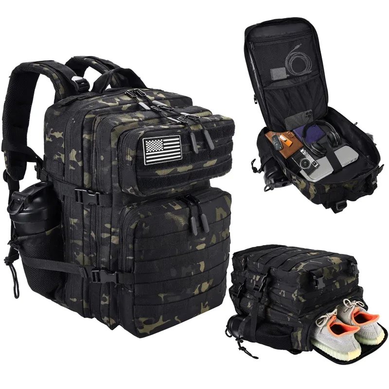 sac à dos tactique lhi 45l pour hommes, sac de sport pour athlètes, sac de voyage en plein air, randonnée, voyage d'affaires avec compartiment pour chaussures