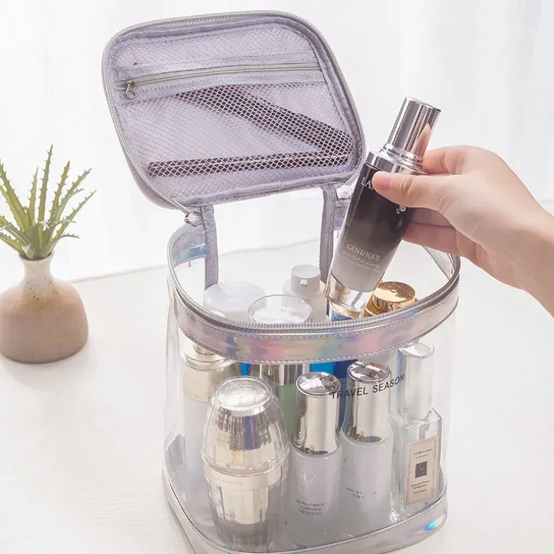 sac à cosmétiques de maquillage transparent, pochette de toilette de voyage portable, pochette transparente étanche, rangement, kit de lavage de voyage à domicile, étui de maquillage
