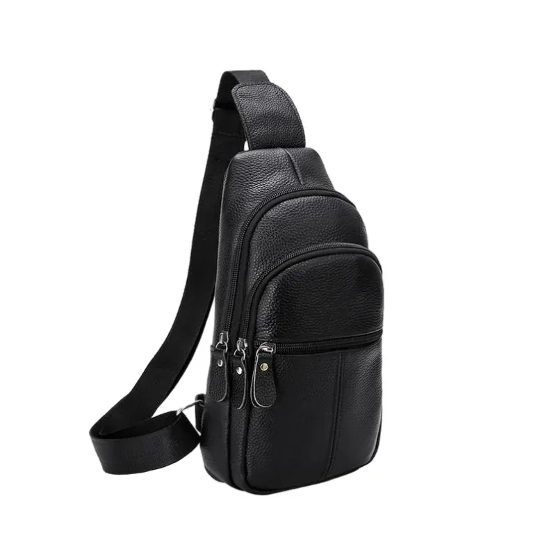 sac de poitrine en cuir véritable pour hommes, sac à bandoulière en cuir de vache de grande capacité, sac à bandoulière pour hommes d'affaires, sac de rangement pour téléphone