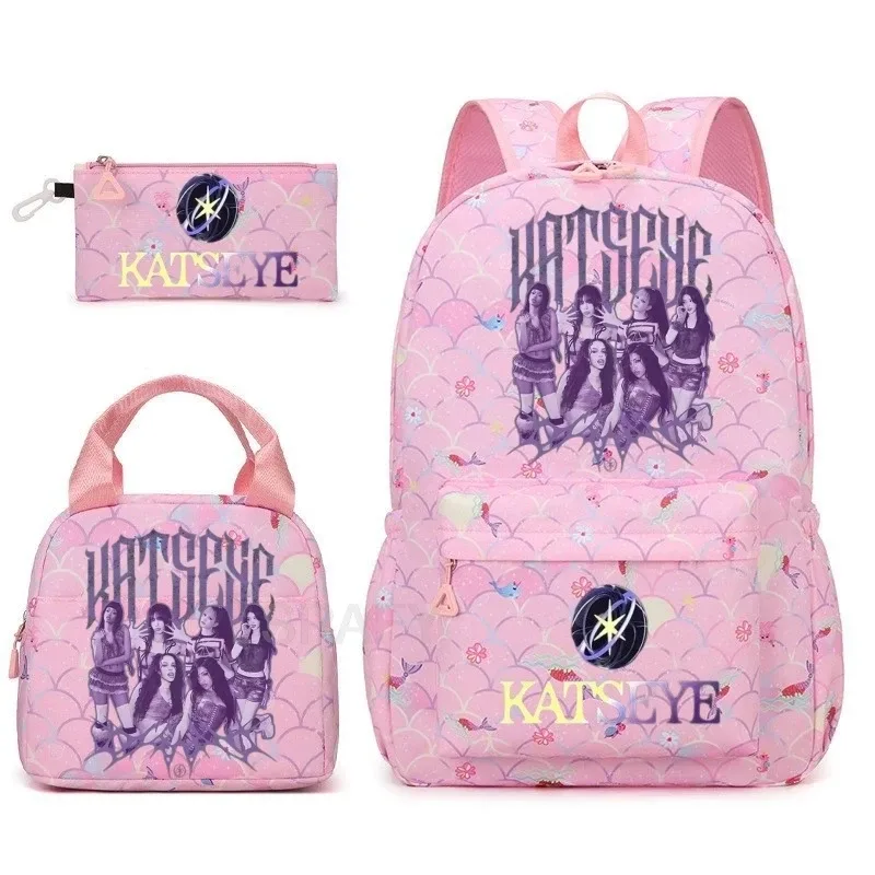 sac à dos tendance katseye amusant pour filles, enfants, étudiants, sac à dos double épaule, sac de voyage pour adolescents, sac à crayons, sac à déjeuner, sac à livres, cartable