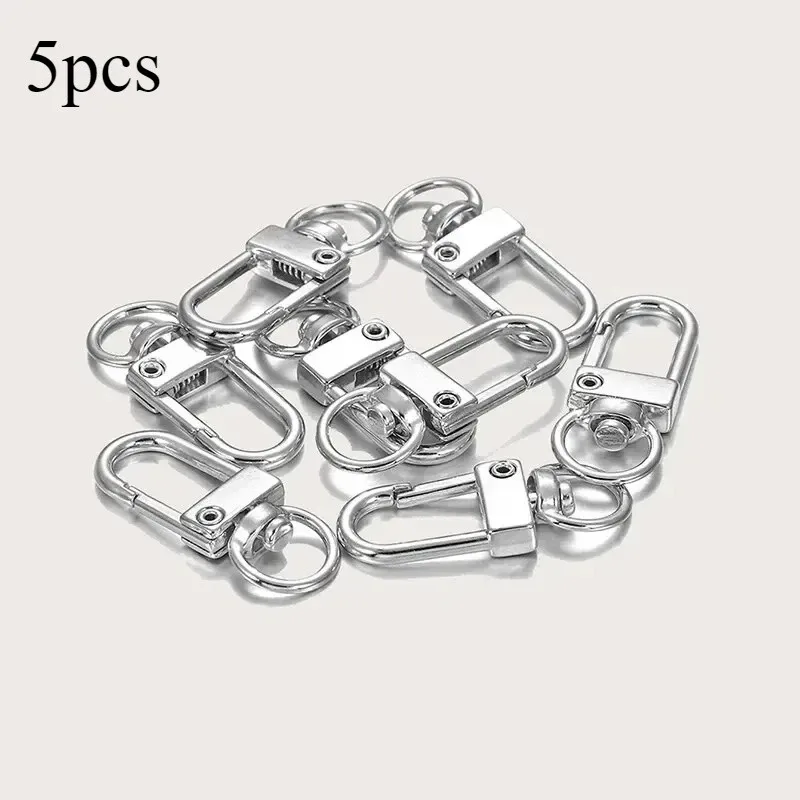 porte-clés à boucle de porte tournante, 5 pièces, bijoux, accessoires de bricolage, or et argent, boucle de sac universelle, accessoires de sac à dos