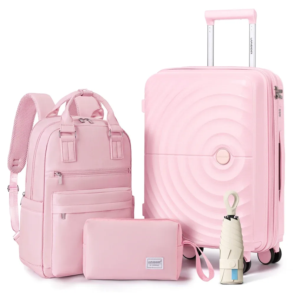 Ensemble de 3 valises légères extensibles en PP de 20 pouces avec roulettes