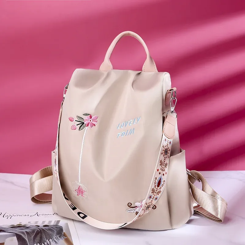 sac à dos oxford étanche pour femmes, sac à dos brodé de grande capacité, sacs de voyage, nouveau sac d'école pour étudiantes, sac à dos décontracté pour dames