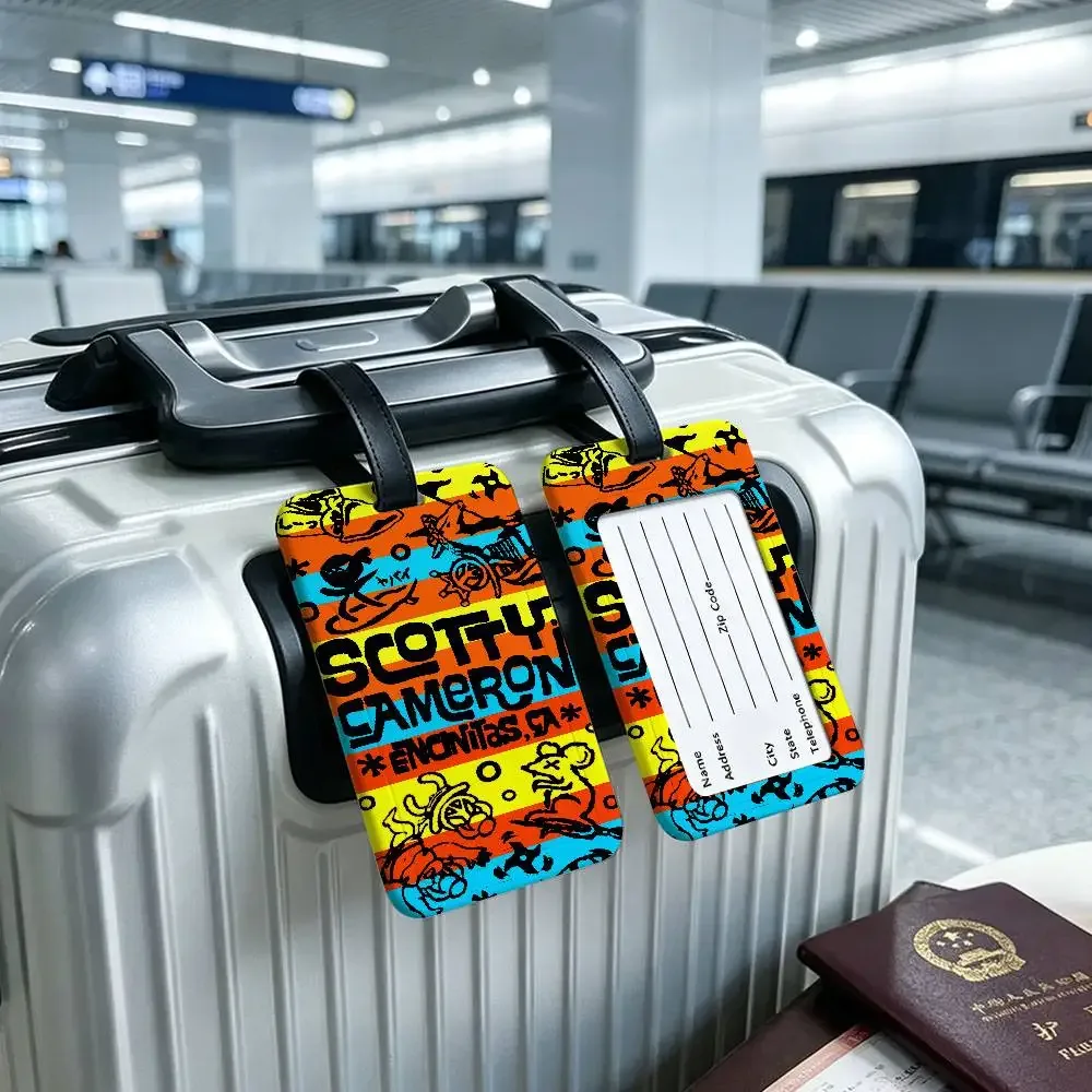 s-scotty c-cameron étiquette d'identification de bagage anti-perte en pvc, porte-carte d'informations amovible, étiquette de bagage de voyage