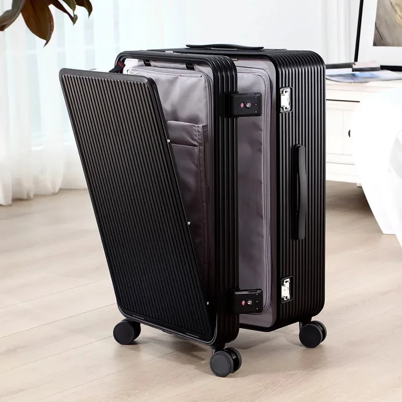klqdzms 20 "24" 26 "28 pouces valise pour hommes tout en aluminium magnésium alliage boîte d'embarquement avant ordinateur portable boîtier de chariot bagages d'affaires