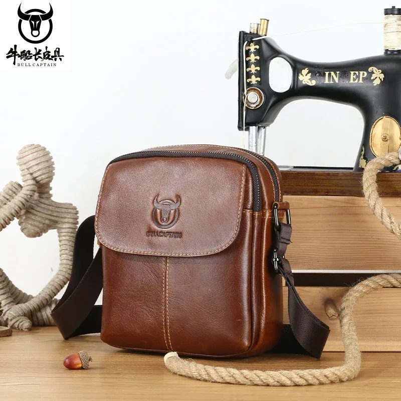 bullcaptain – sac messager en cuir pour hommes, sacs à bandoulière d'affaires adaptés pour ipad de 7.9 pouces, mini sacs à bandoulière de haute qualité