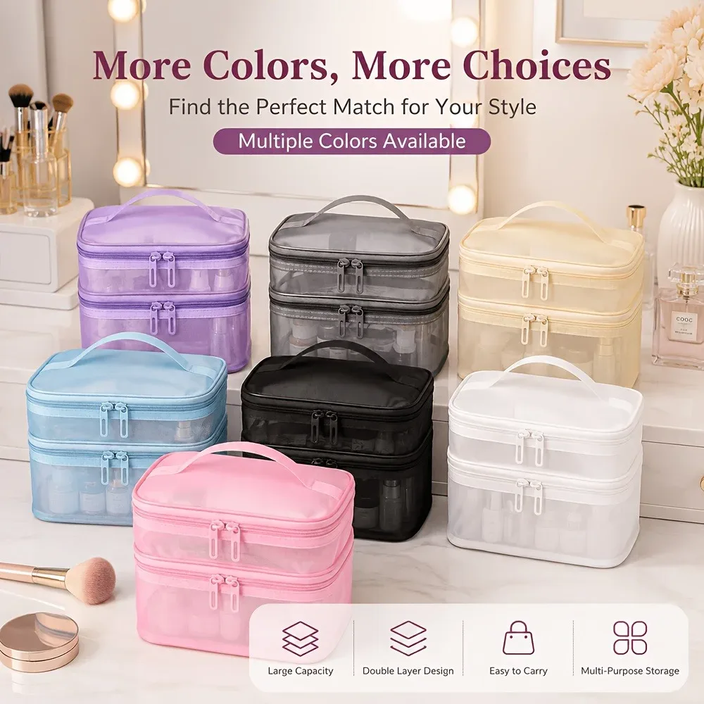 Sac de rangement en maille de grande capacité, sac de tri pour cosmétiques/articles de toilette, voyage, rentrée scolaire, Noël, cadeau de vacances