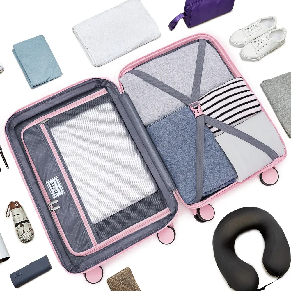 ensemble de 3 valises légères extensibles en pp de 20 pouces avec roulettes