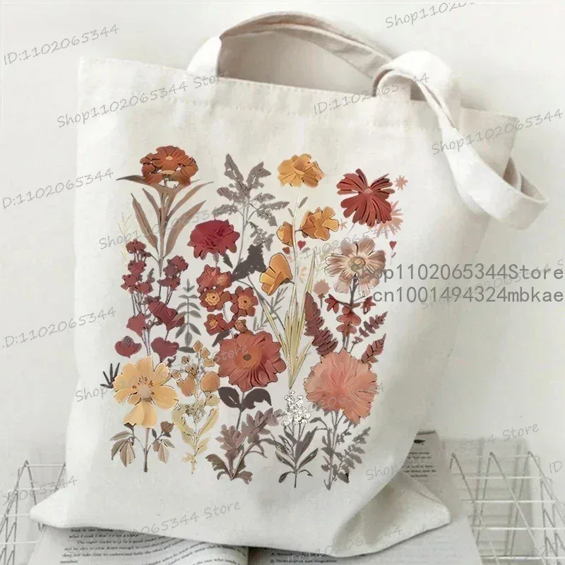 floral lune femmes shopping fourre-tout sacs toile grande capacité étudiant décontracté plante style sac à bandoulière fleur sauvage femmes sacs à main