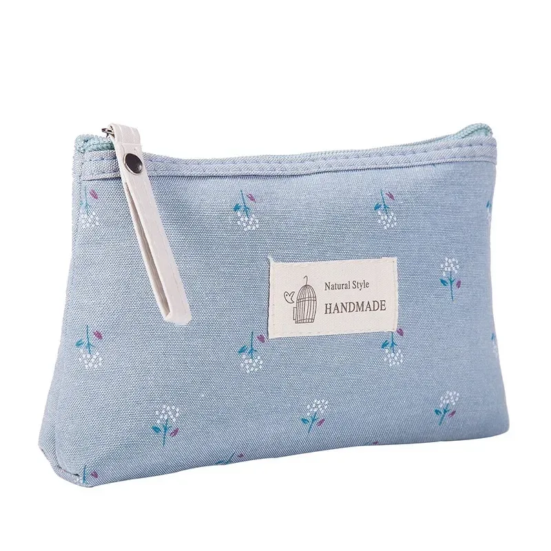 sac à cosmétiques en toile souple imprimé à pois pour femmes, mignon, organisateur de produits de toilette, sacs de maquillage portables, étui de rangement de voyage