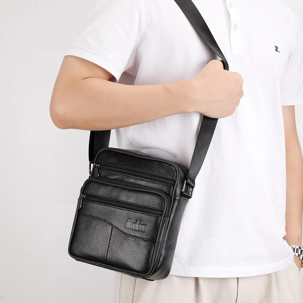 nouveau sac à bandoulière pour hommes d'affaires décontracté bracelet en cuir pour hommes sac latéral de courrier noir pour sac de voyage postier pour hommes