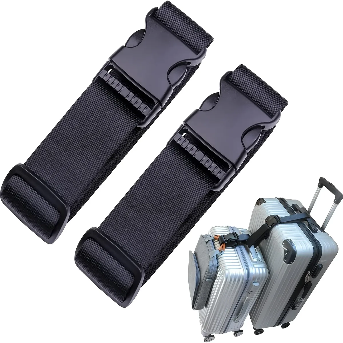 ceinture bagage nylon noire ajustable boucle caoutchouc fixation valises voyage transport liement sac bagagerie