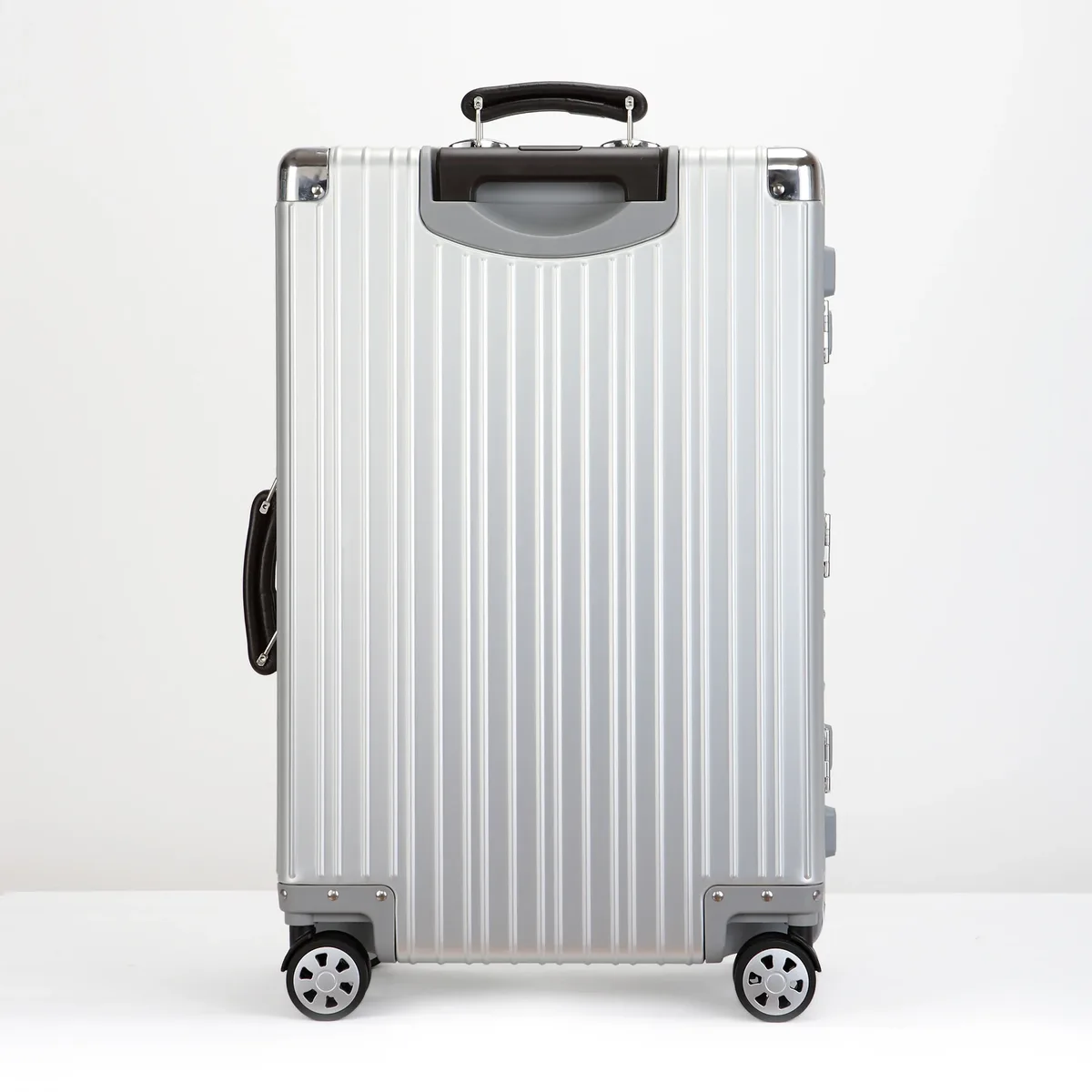 valise vintage en alliage d'aluminium-magnésium de qualité supérieure, bagage à roulettes de voyage léger de 20/24/26/29 pouces avec poignée en cuir