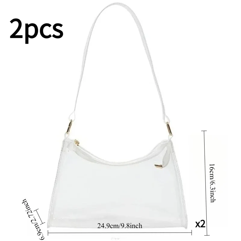 sac à bandoulière transparent en pvc élégant en forme de croissant de lune, 1/2 pièces, nouveau modèle, pour usage quotidien