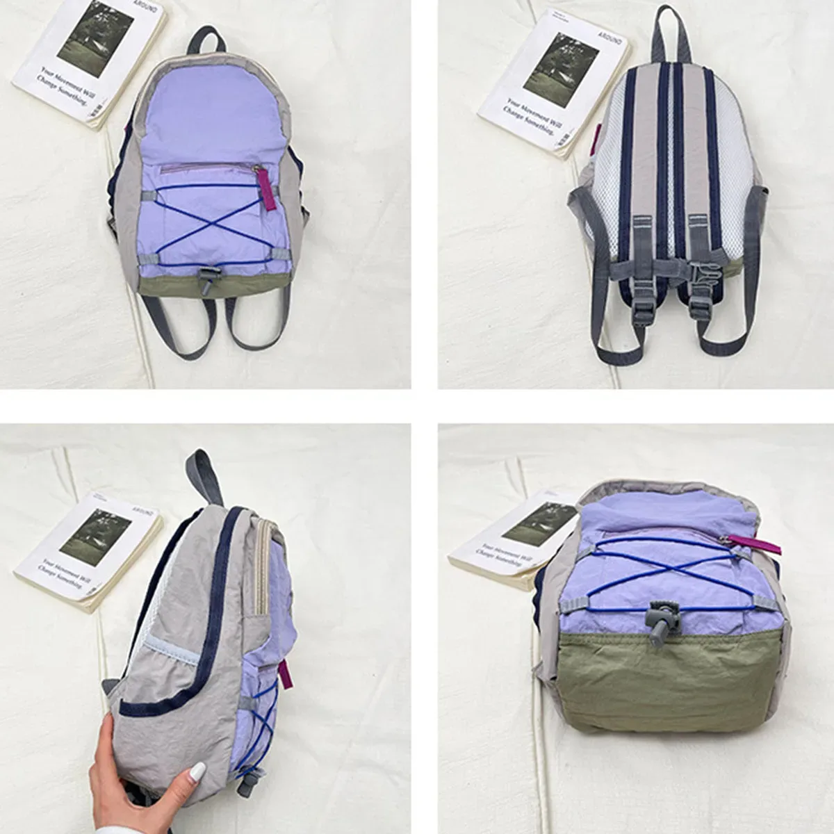 sac à dos décontracté à cordon de serrage, unisexe, léger, pour voyage, sport de plein air, style japonais, mini sac à dos tendance