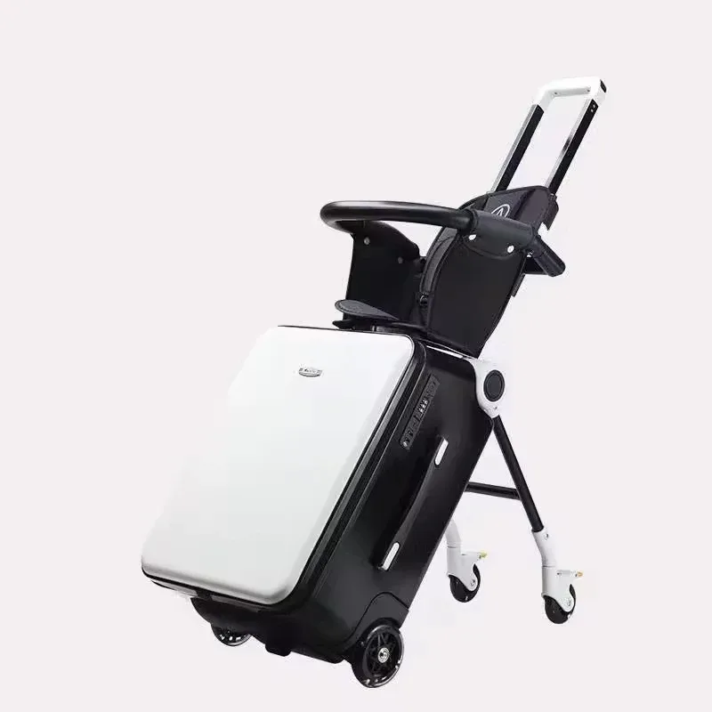 valise avec siège pour enfant, poussette de voyage 2 en 1, bagage à roulettes multifonctionnel, valise à roulettes de 20 pouces pour enfant